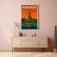 Bangkok Wat Arun Retro Travel Nostalgia Poster PosterGoat