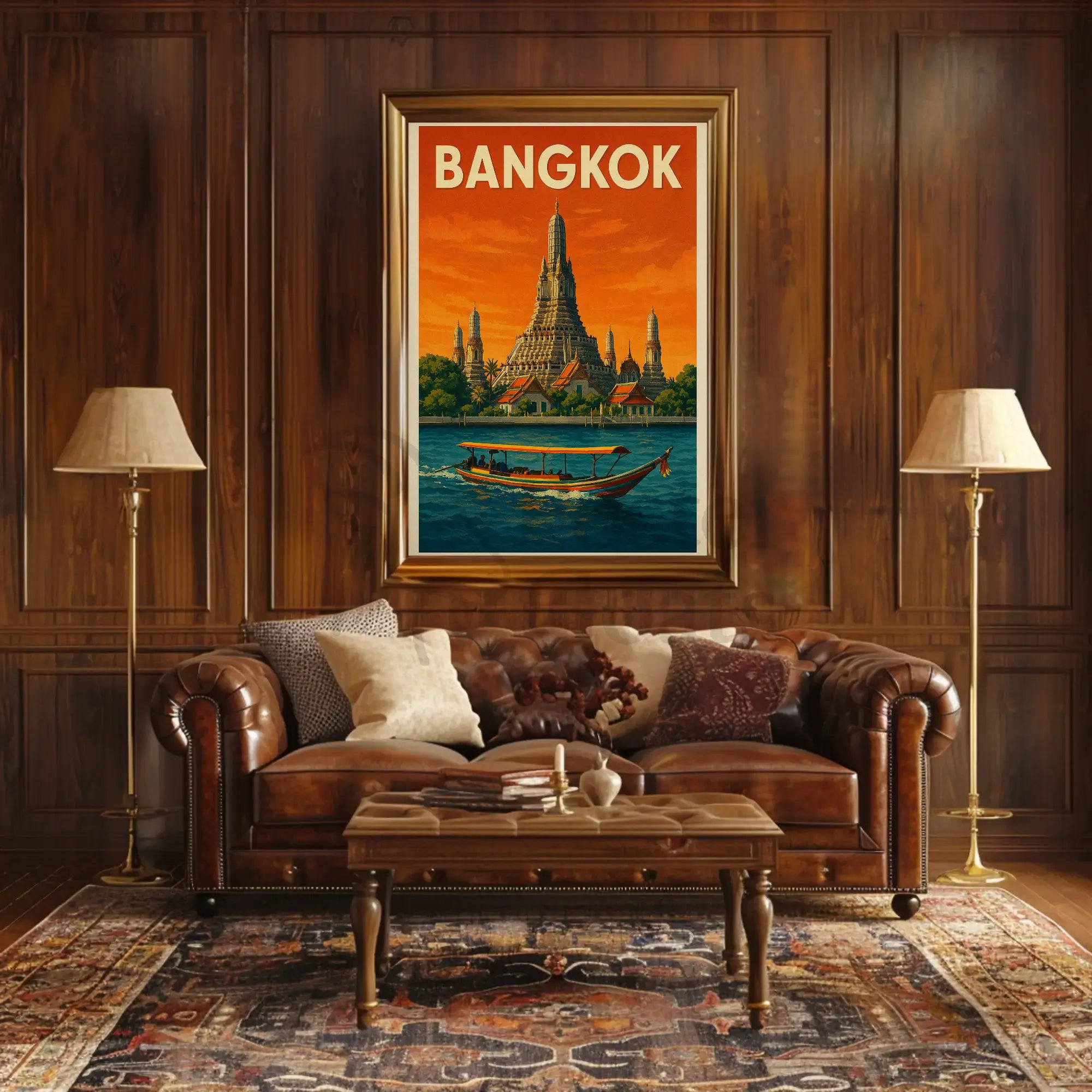 Bangkok Wat Arun Retro Travel Nostalgia Poster PosterGoat