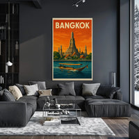 Bangkok Wat Arun Retro Travel Nostalgia Poster PosterGoat