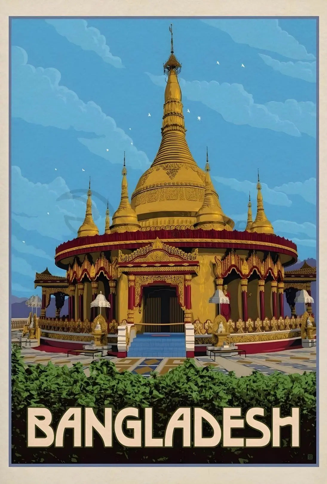Bangladesh Temple Travel Adventure Exploration Vintage Travel Poster PosterGoat