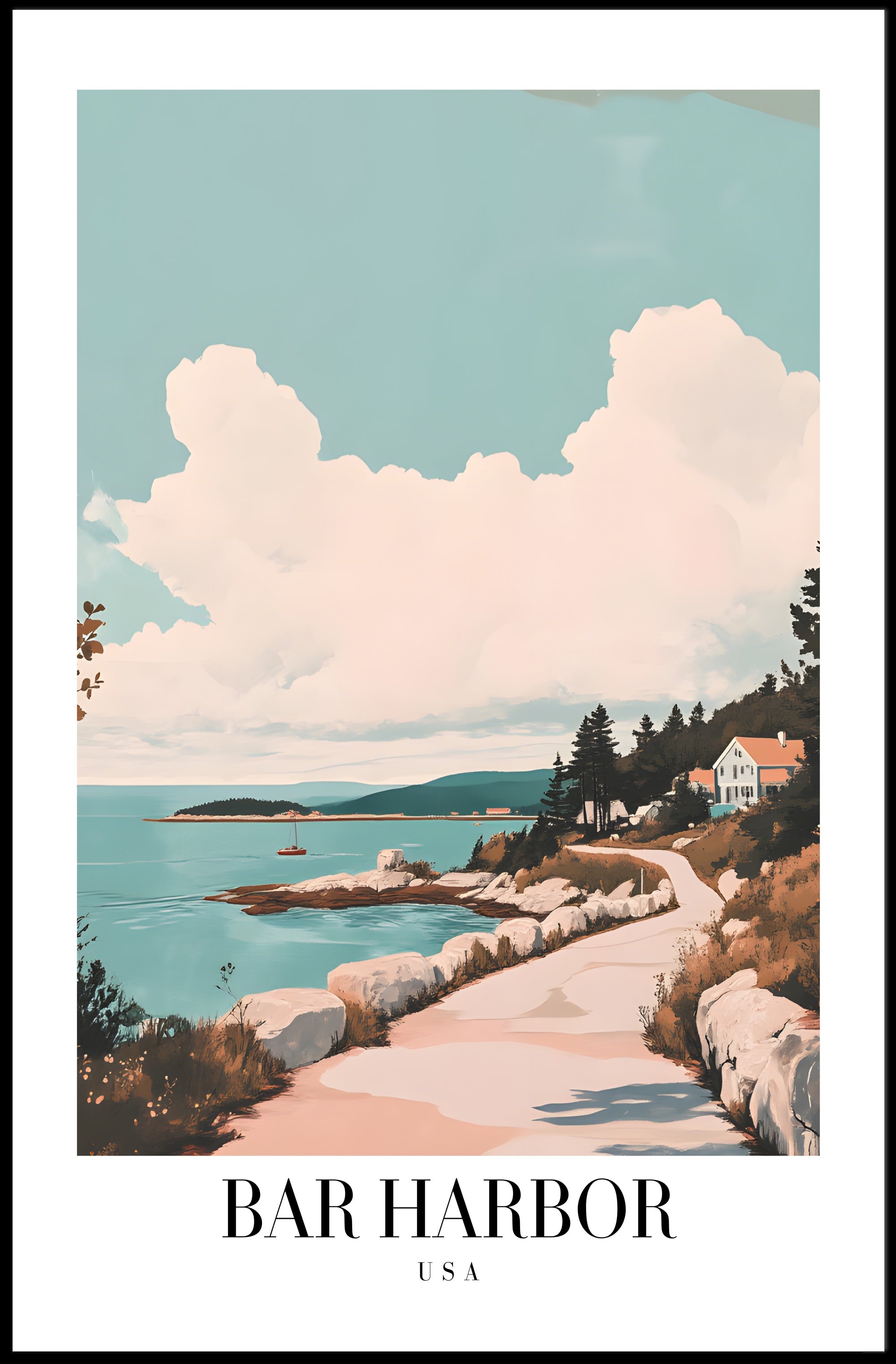 Bar Harbor Scenic Vintage Travel Poster PosterGoat