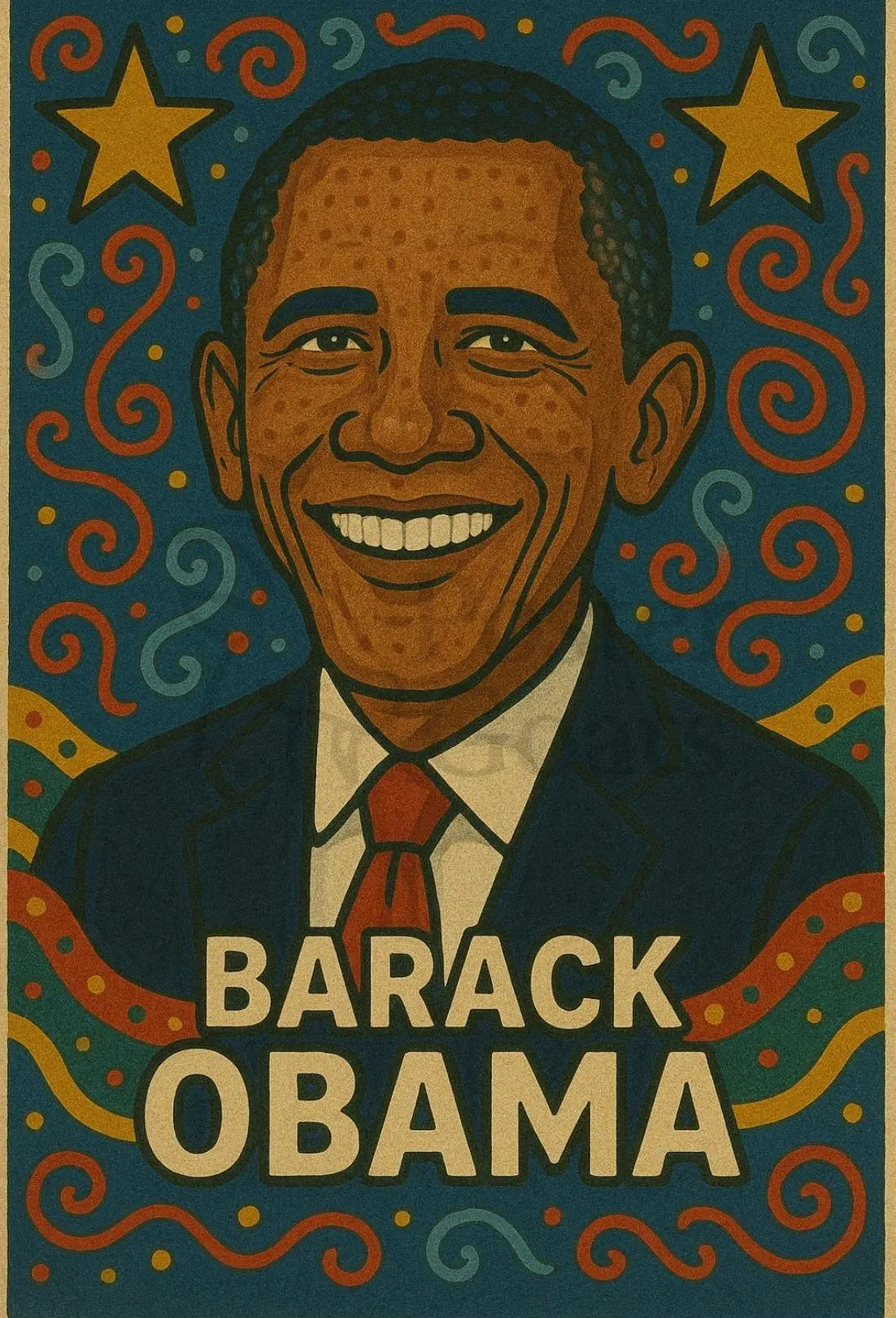 Barack Obama Vibrant Portrait Political or Propaganda Poster PosterGoat