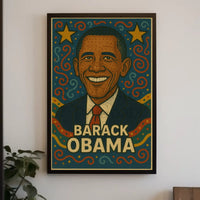 Barack Obama Vibrant Portrait Political or Propaganda Poster PosterGoat
