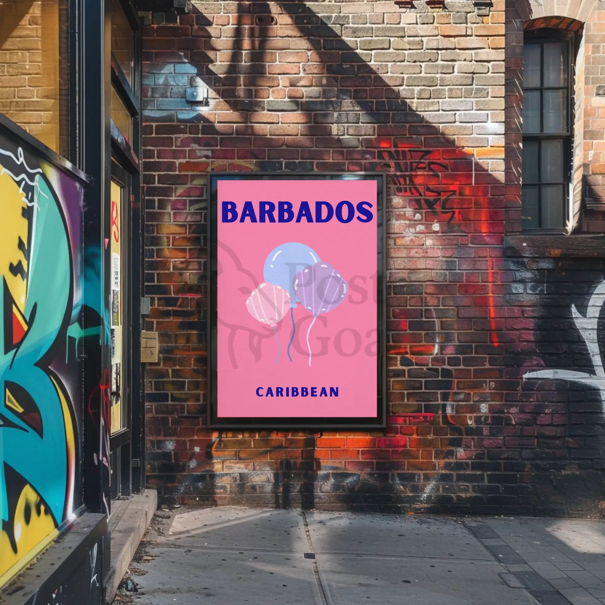 Barbados Celebratory Balloons Minimalist Travel Poster PosterGoat
