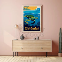 Barbados Coastal Beauty Vintage Travel Poster PosterGoat