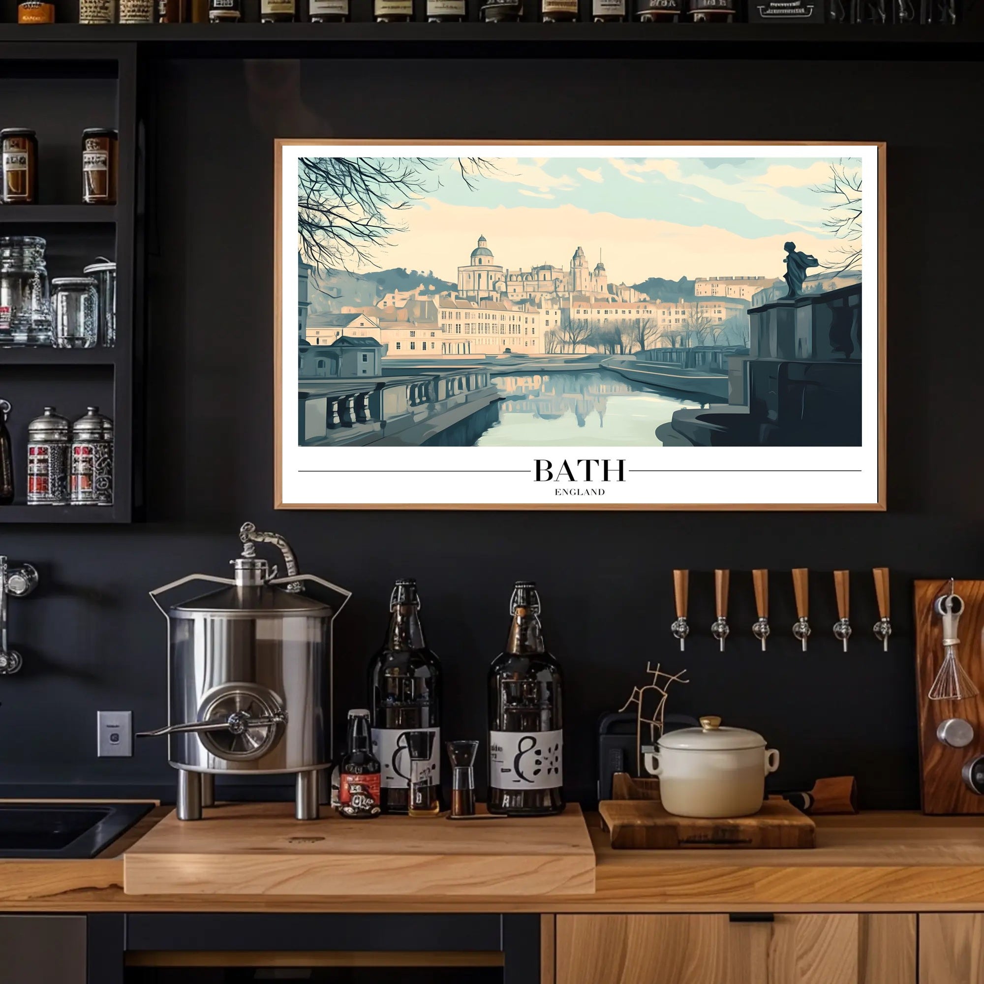 Bath Vintage Cityscape Winter Serenity Urban or Cityscape Poster PosterGoat