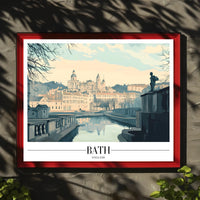 Bath Vintage Cityscape Winter Serenity Urban or Cityscape Poster PosterGoat
