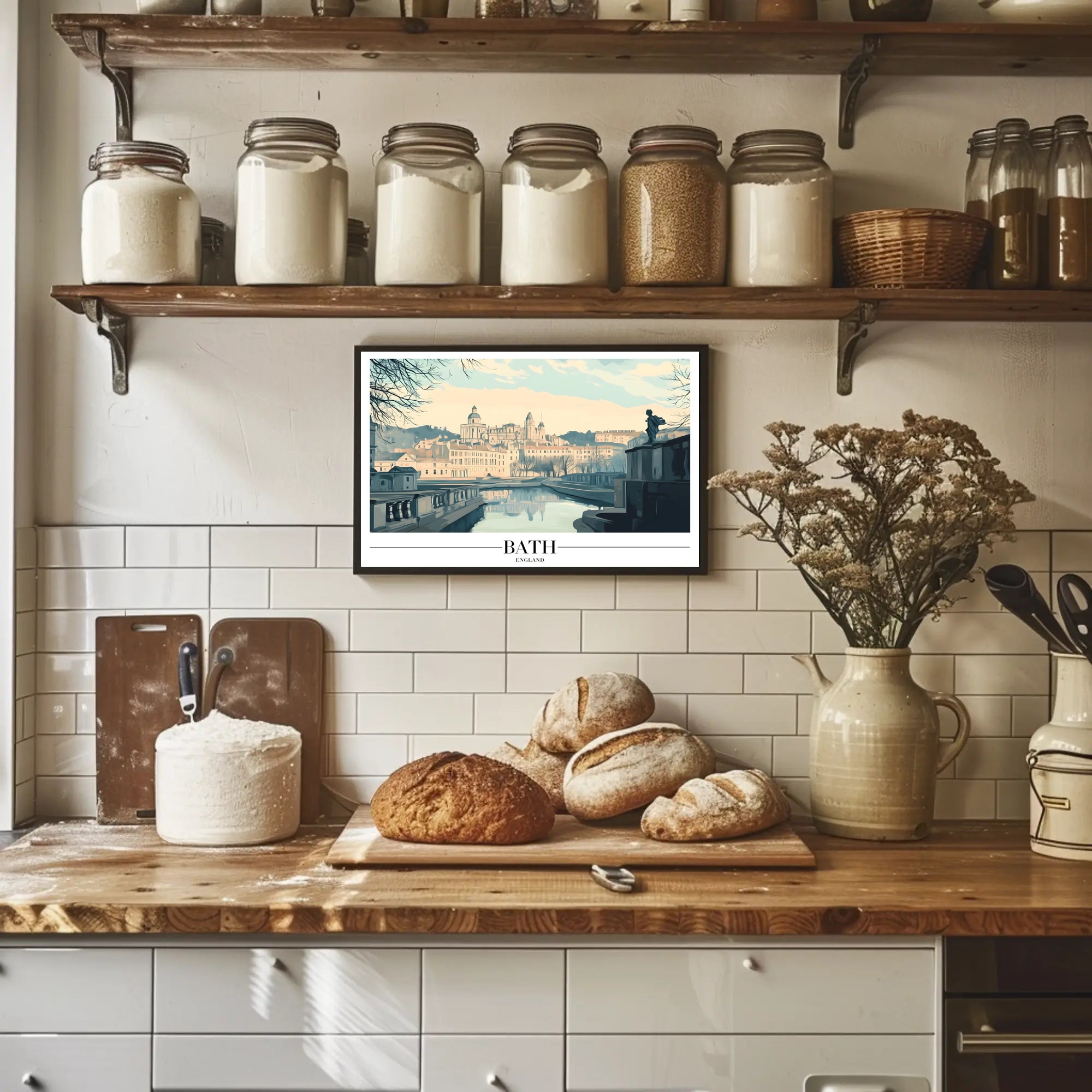 Bath Vintage Cityscape Winter Serenity Urban or Cityscape Poster PosterGoat