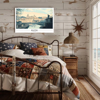 Bath Vintage Cityscape Winter Serenity Urban or Cityscape Poster PosterGoat