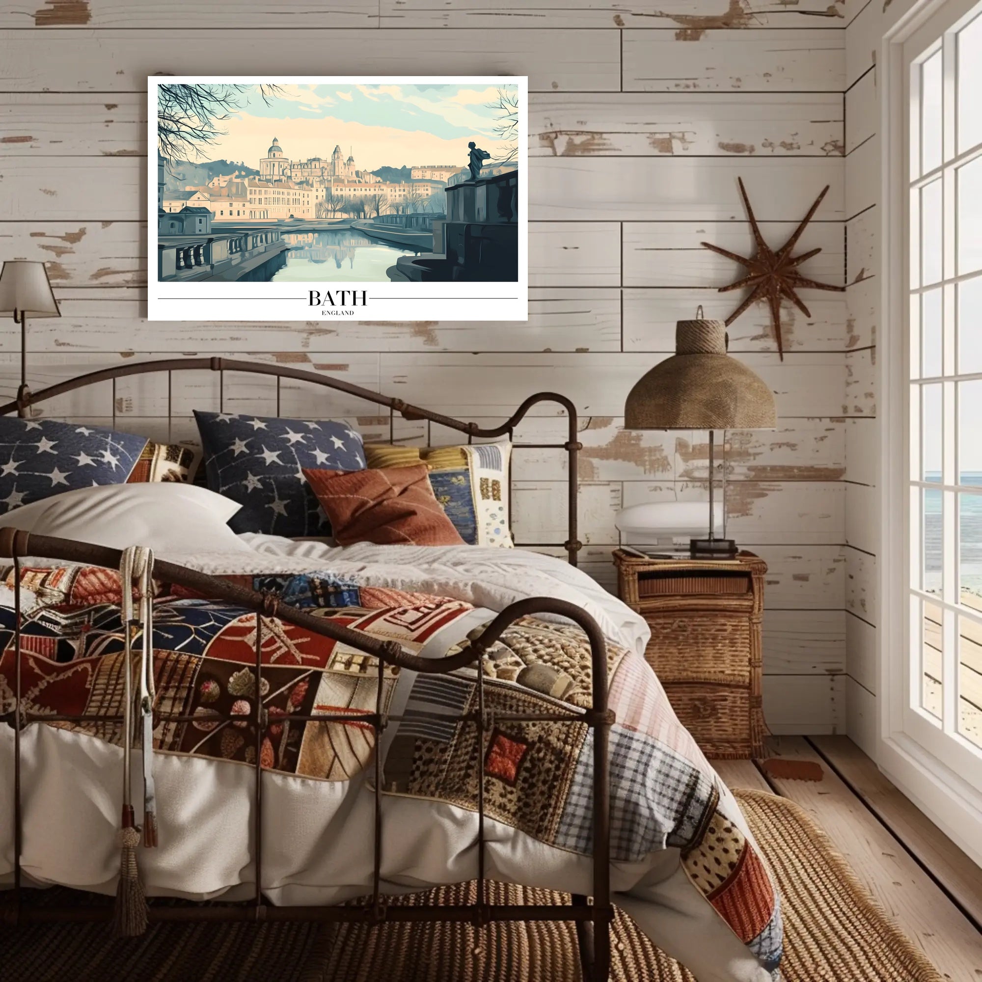 Bath Vintage Cityscape Winter Serenity Urban or Cityscape Poster PosterGoat