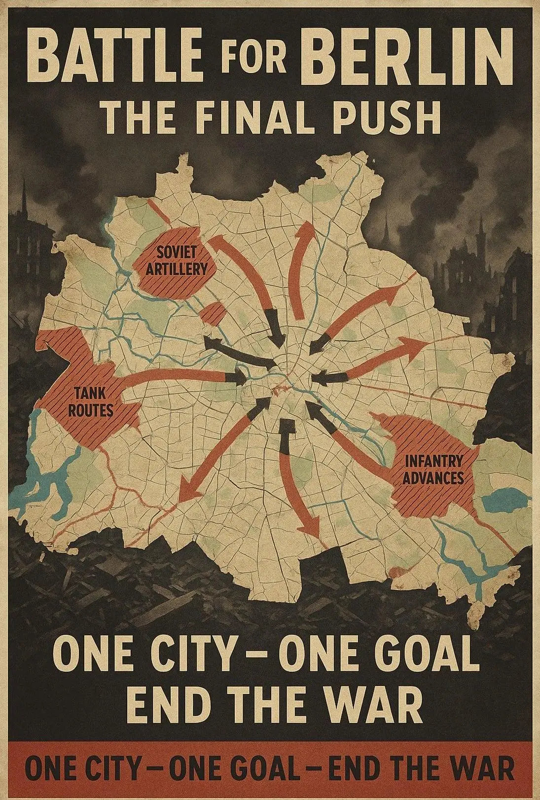 Battle for Berlin Vintage WWII Propaganda Poster PosterGoat