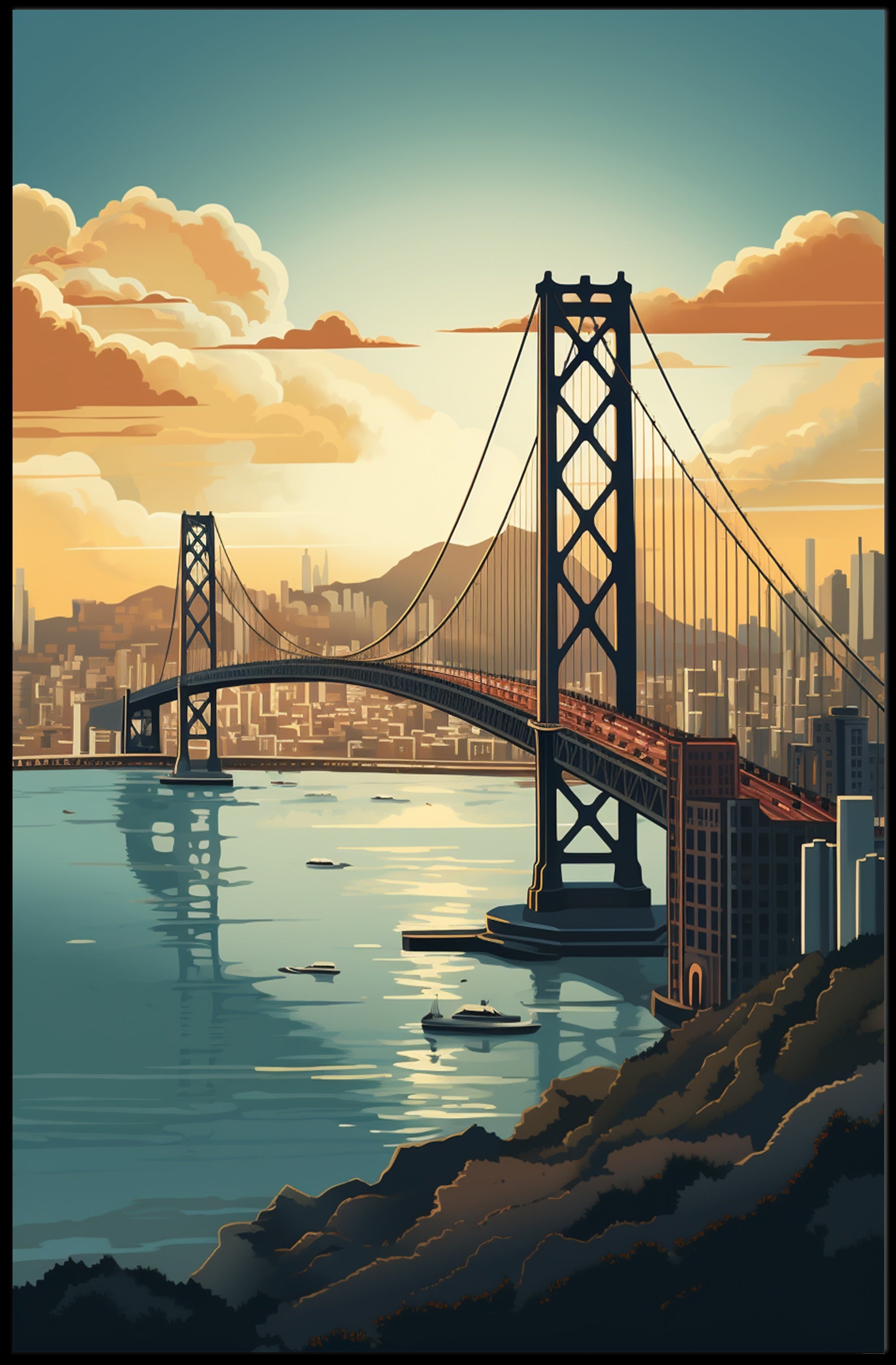 Bay Bridge Harmony in Urban or Cityscape Poster PosterGoat
