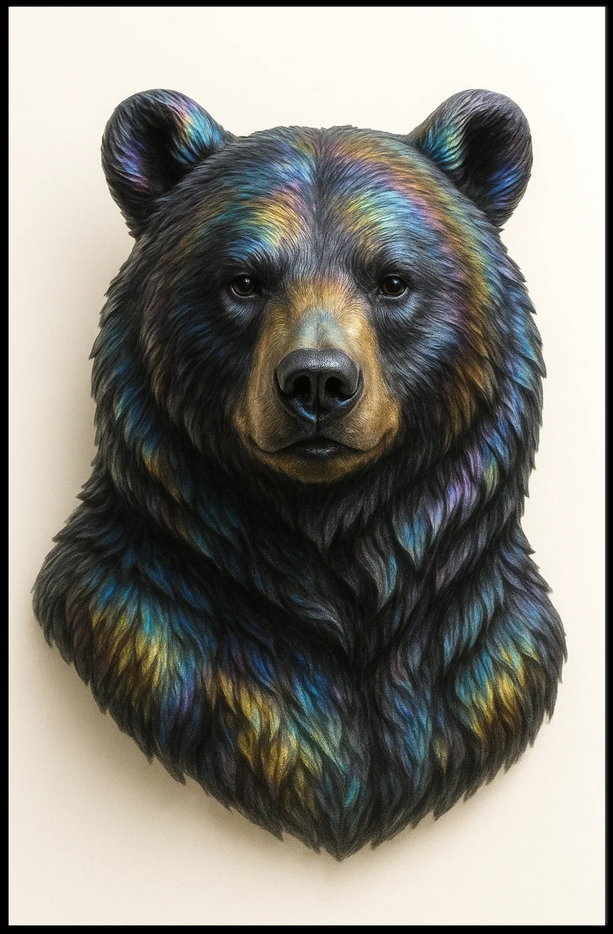 Bear's Face Iridescent Art: Captivating Animal Poster PosterGoat