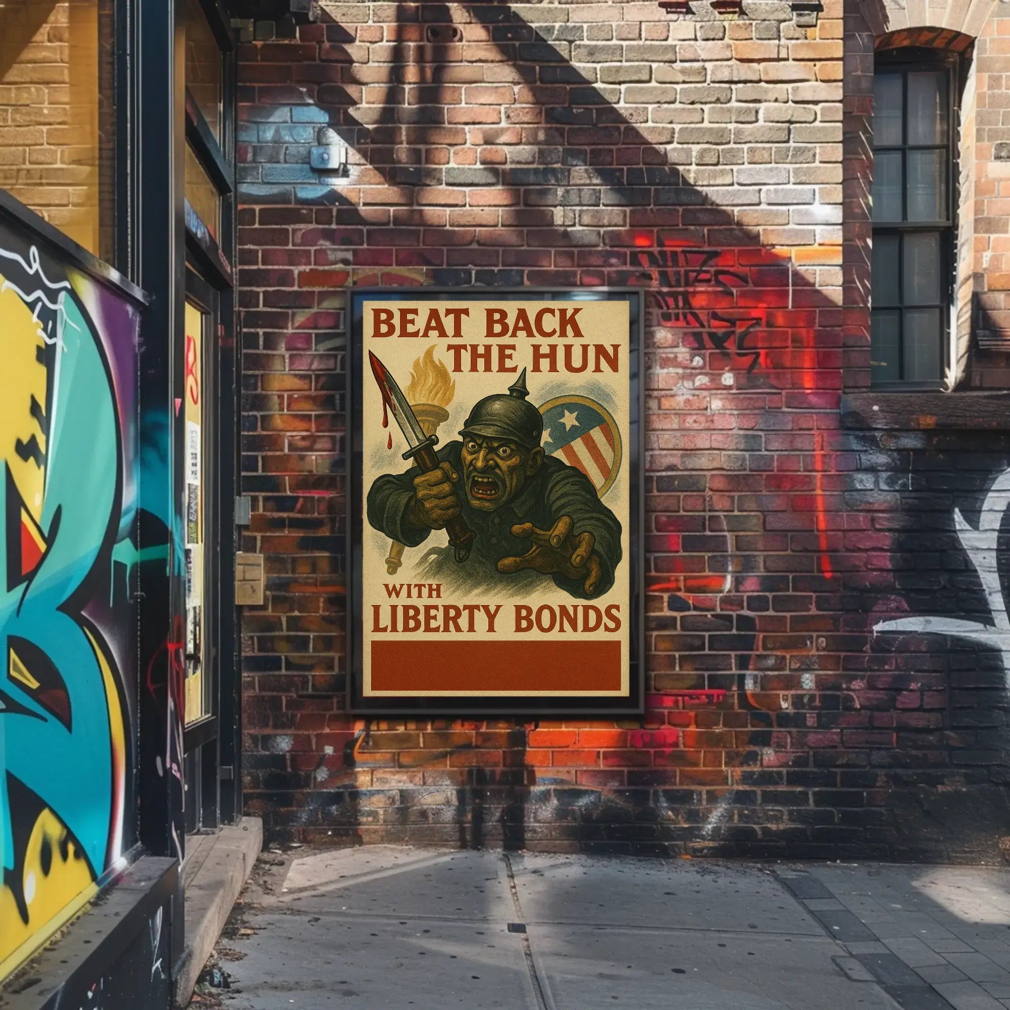 Beat Back the Hun with Liberty Bonds Propaganda Poster PosterGoat