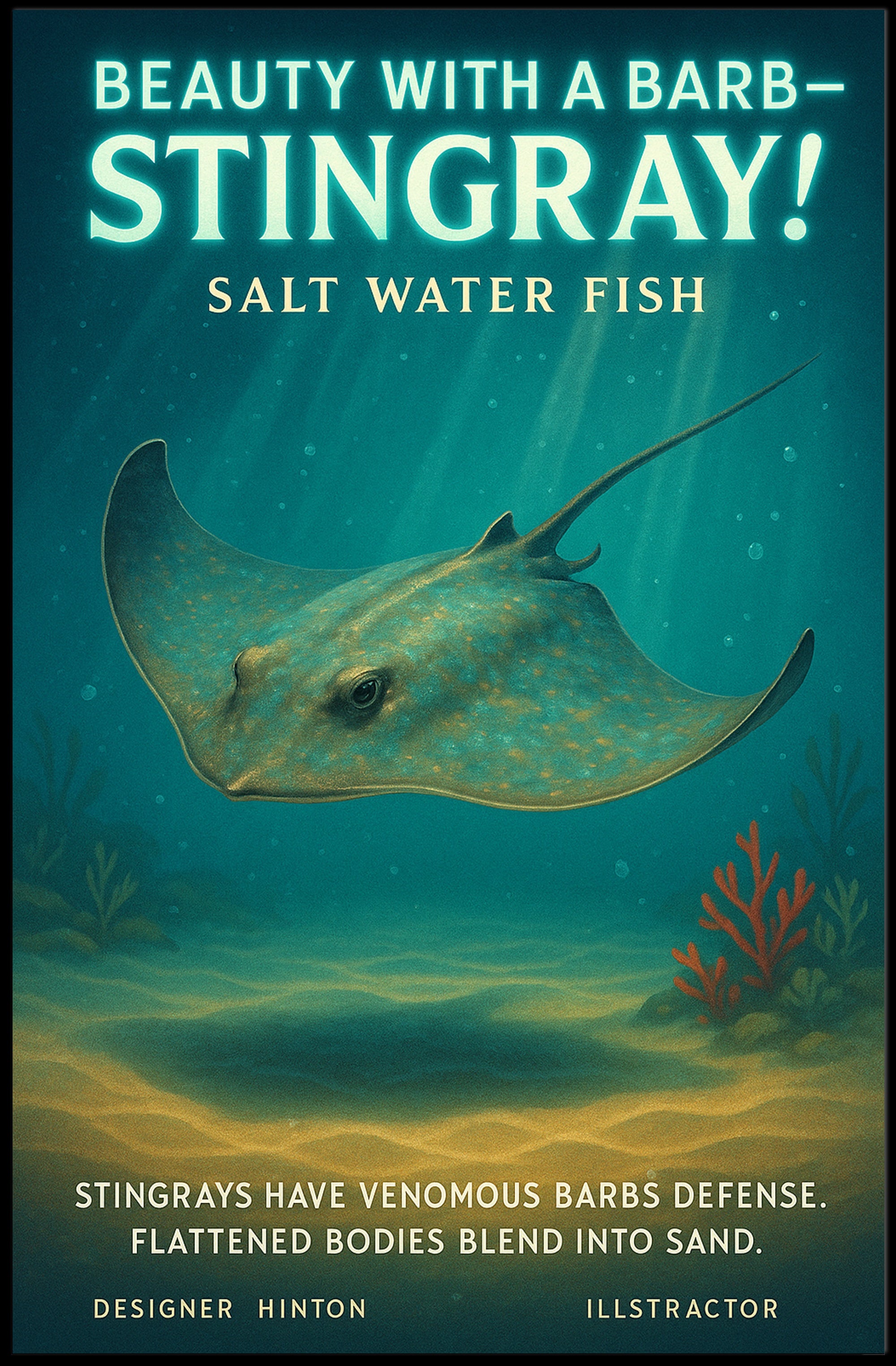 Beauty With A Barb Stingray Poster PosterGoat