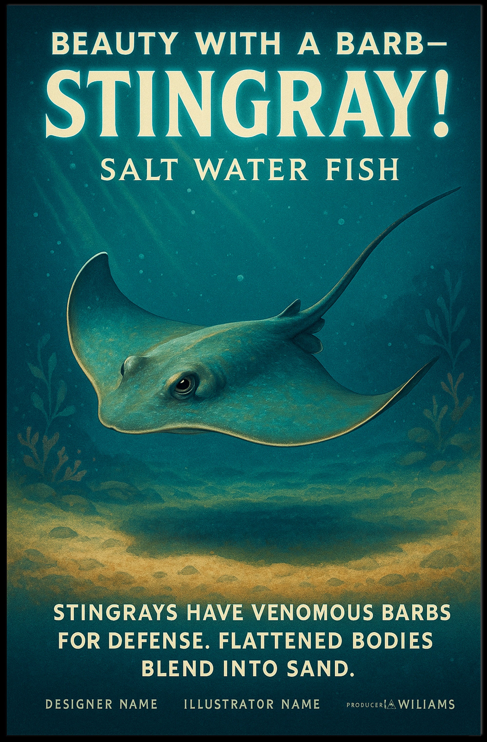 Beauty with a Barb Stingray Poster Art Print PosterGoat