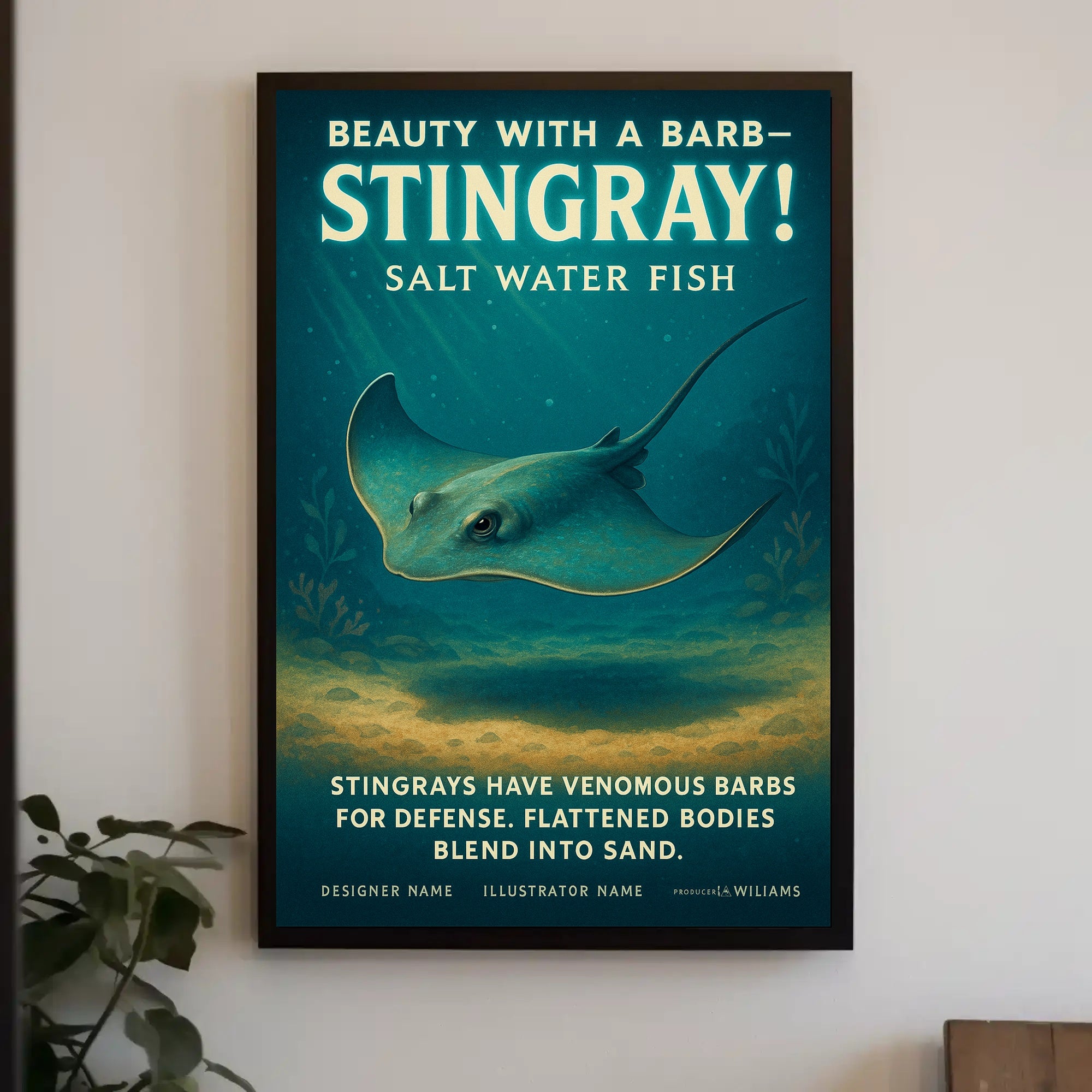 Beauty with a Barb Stingray Poster Art Print PosterGoat