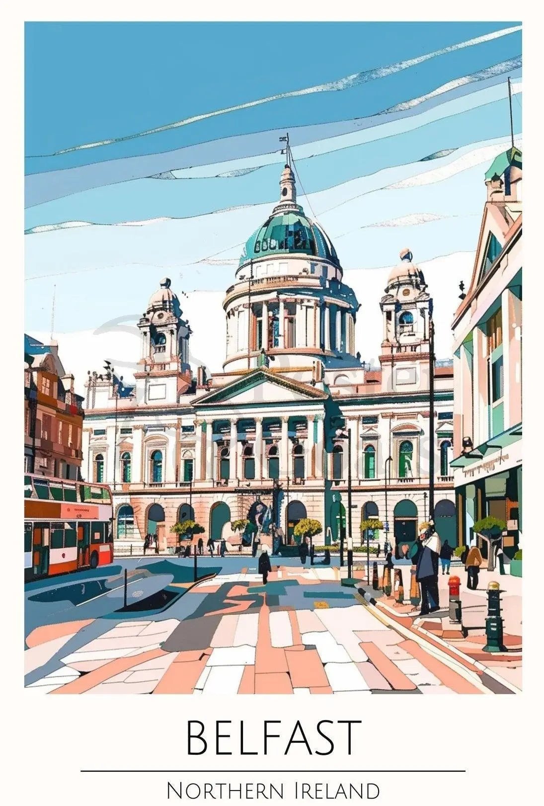 Belfast Landmark Modern Travel Poster PosterGoat