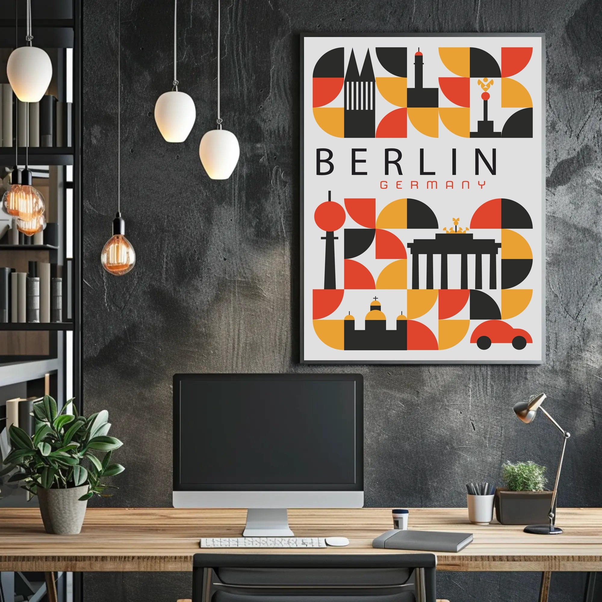 Berlin Landmarks Abstract Art Urban or Cityscape Poster PosterGoat
