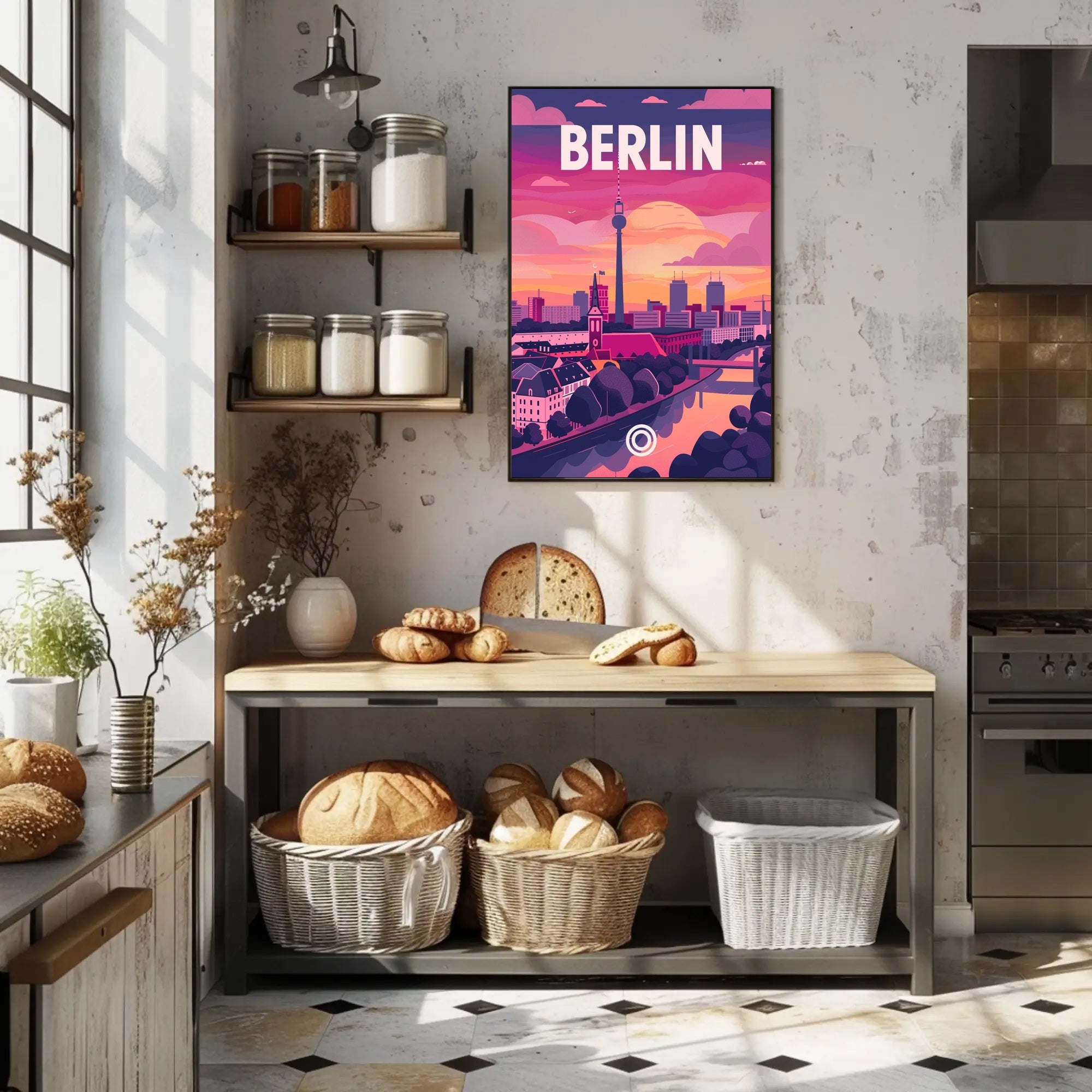 Berlin TV Tower Modern Urban Cityscape Travel Poster PosterGoat