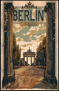 Berlin Vintage Travel Poster: Brandenburg Gate, Nostalgic Charm PosterGoat