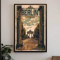 Berlin Vintage Travel Poster: Brandenburg Gate, Nostalgic Charm PosterGoat