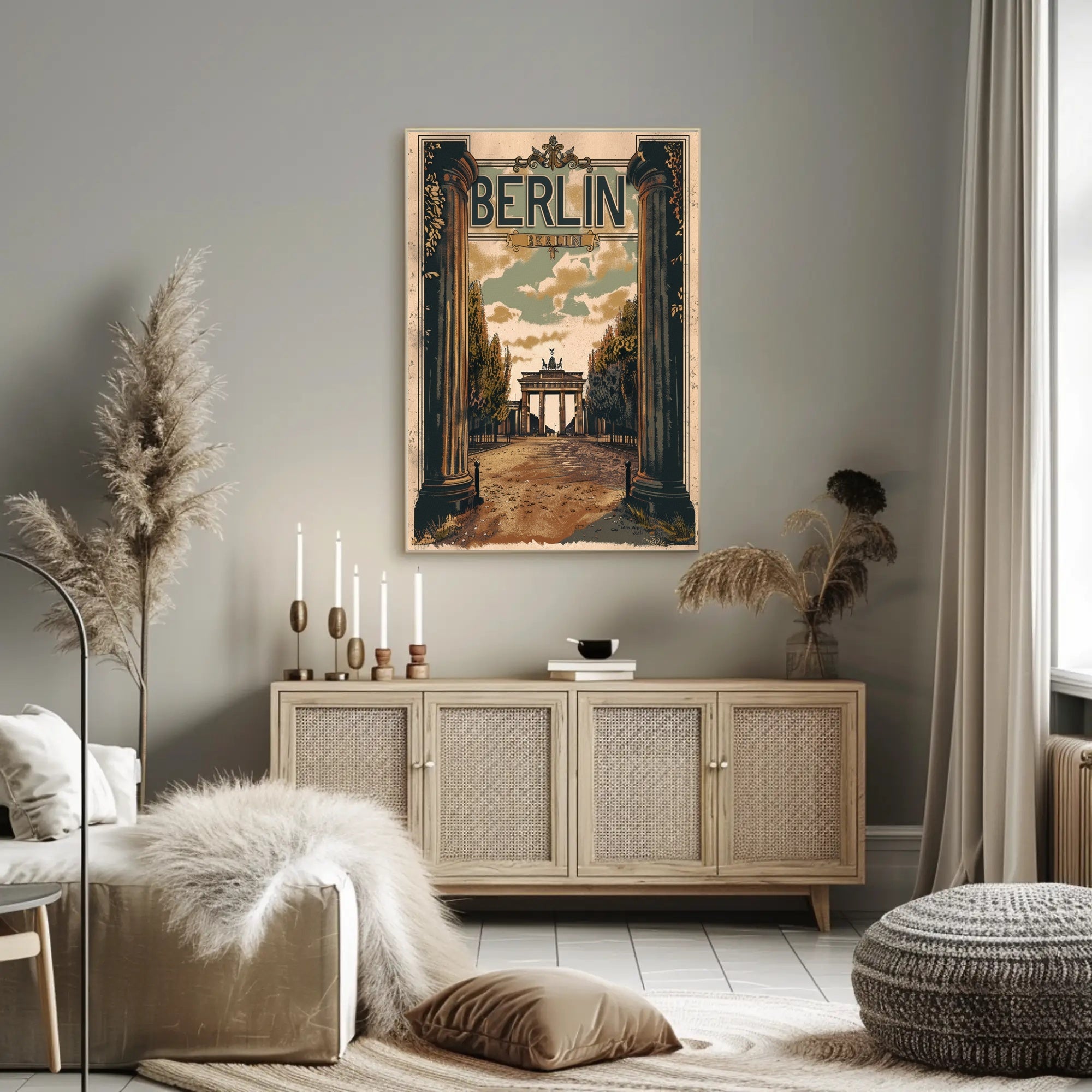 Berlin Vintage Travel Poster: Brandenburg Gate, Nostalgic Charm PosterGoat