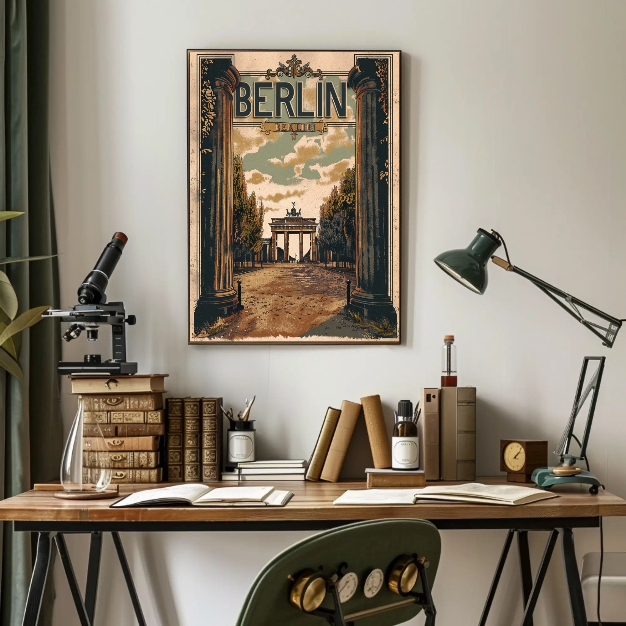 Berlin Vintage Travel Poster: Brandenburg Gate, Nostalgic Charm PosterGoat