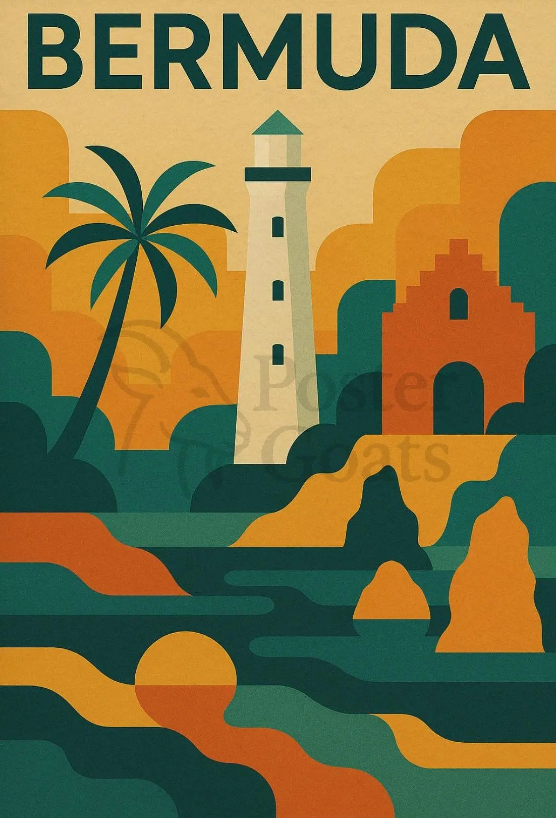 Bermuda Coastal Scenery Vintage Travel Poster PosterGoat
