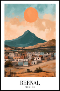 Bernal Monolith in Vibrant Mexican Travel Poster PosterGoat