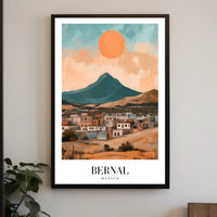 Bernal Monolith in Vibrant Mexican Travel Poster PosterGoat