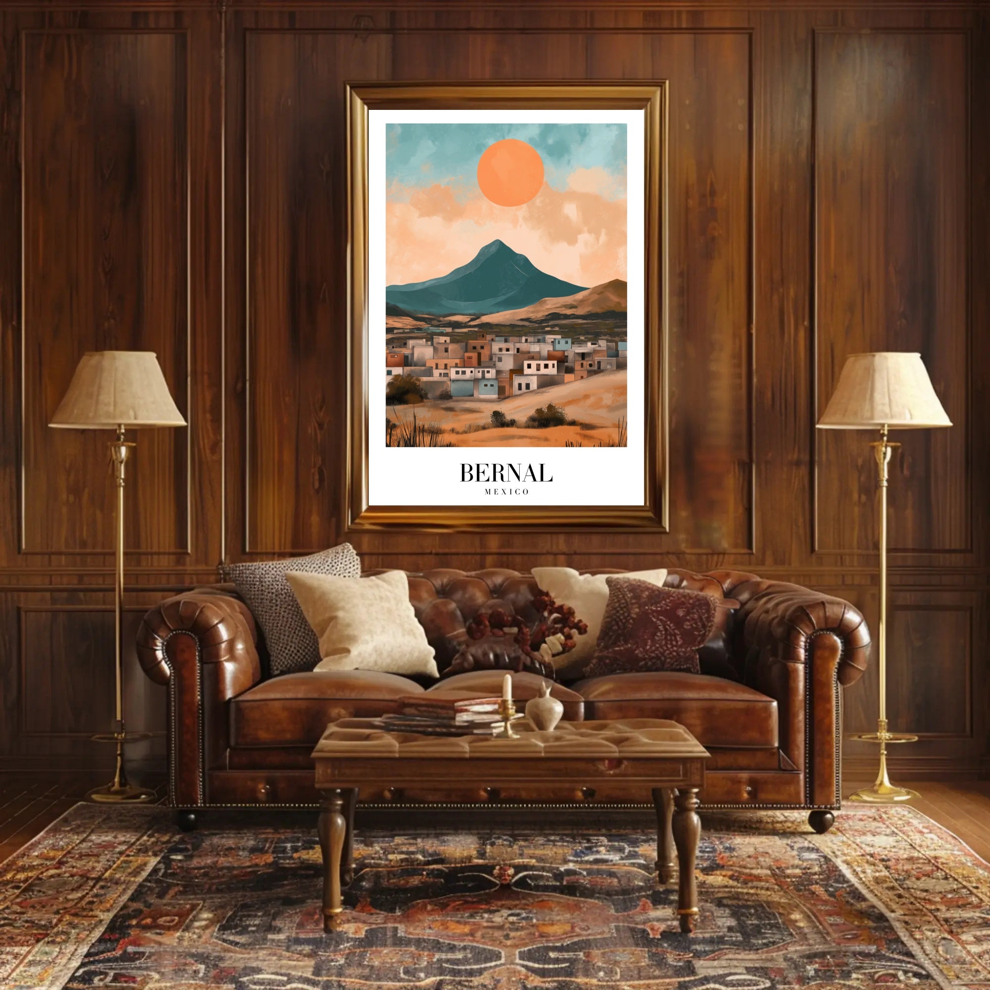 Bernal Monolith in Vibrant Mexican Travel Poster PosterGoat