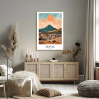 Bernal Monolith in Vibrant Mexican Travel Poster PosterGoat