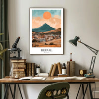 Bernal Monolith in Vibrant Mexican Travel Poster PosterGoat