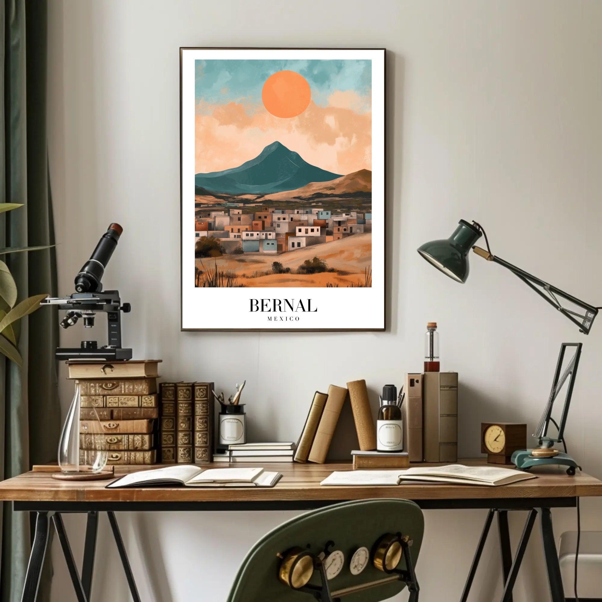 Bernal Monolith in Vibrant Mexican Travel Poster PosterGoat