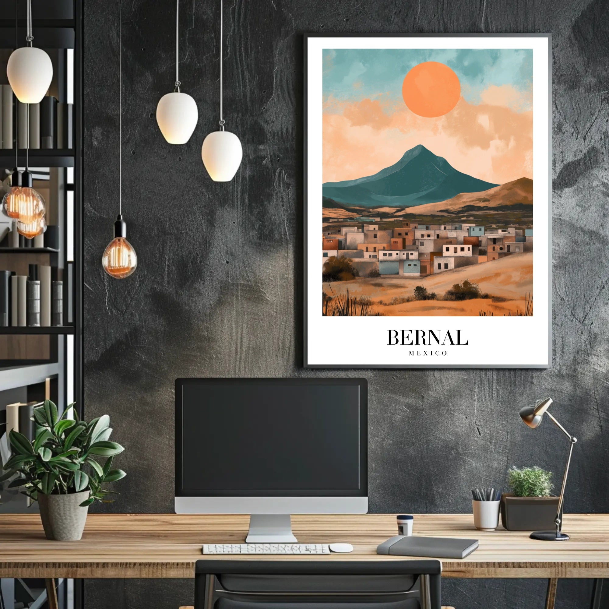 Bernal Monolith in Vibrant Mexican Travel Poster PosterGoat