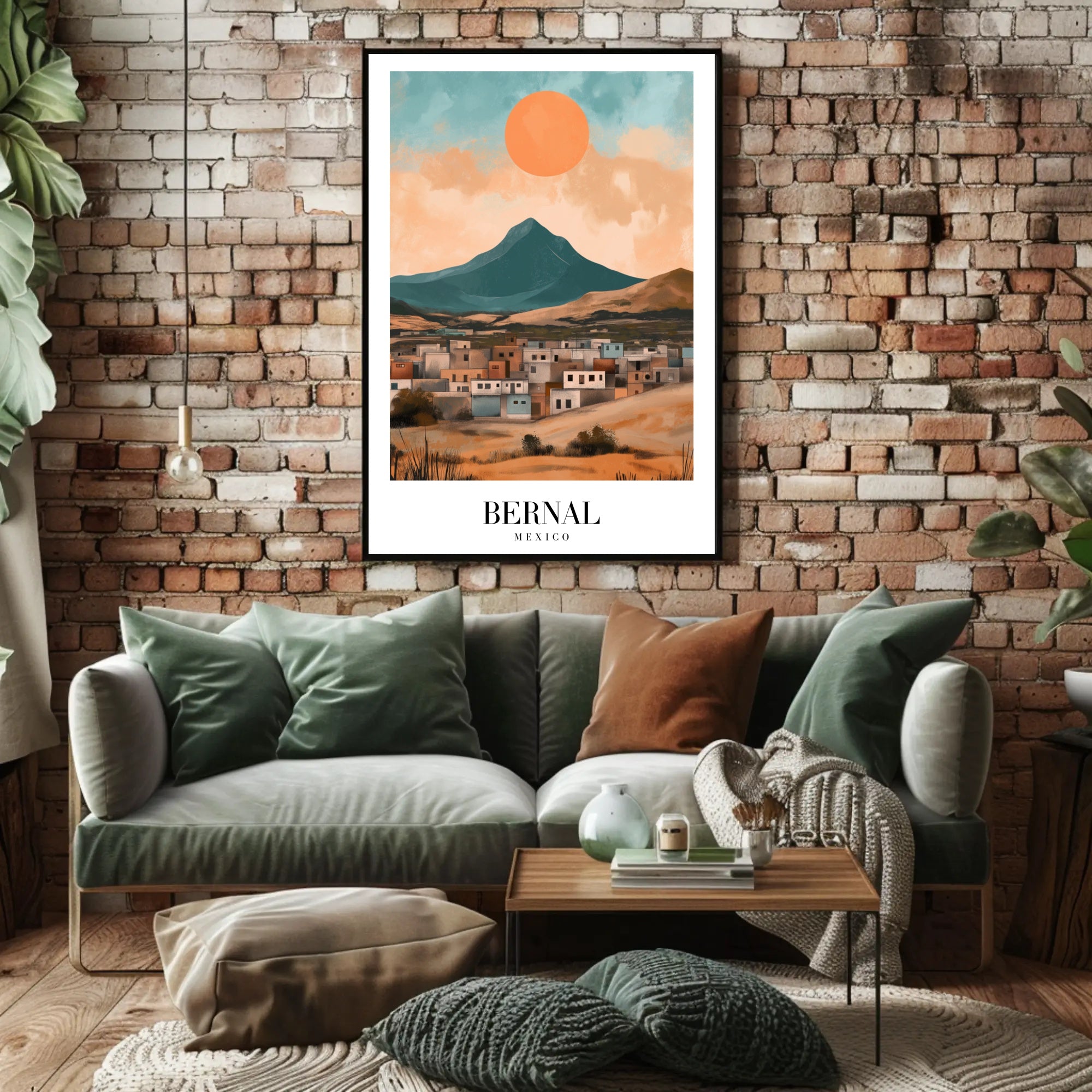 Bernal Monolith in Vibrant Mexican Travel Poster PosterGoat