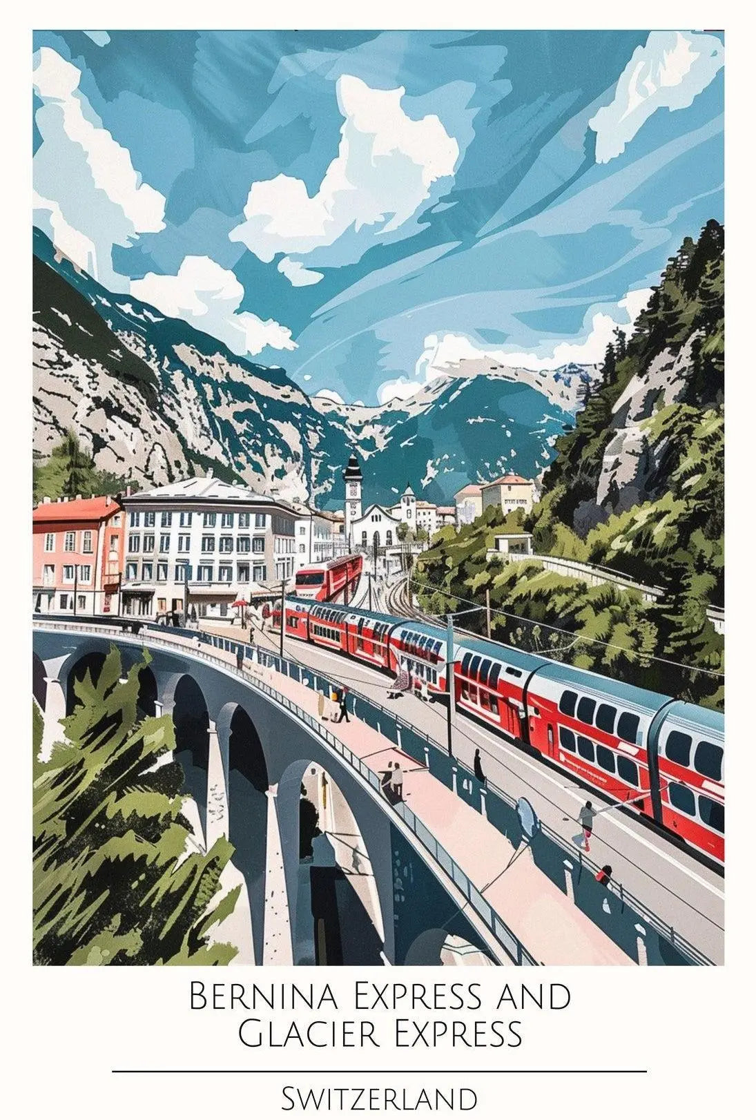 Bernina Express and Glacier Express Scenic Travel Poster PosterGoat