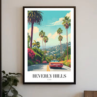 Beverly Hills Vintage Travel Road Nostalgia Travel Poster PosterGoat