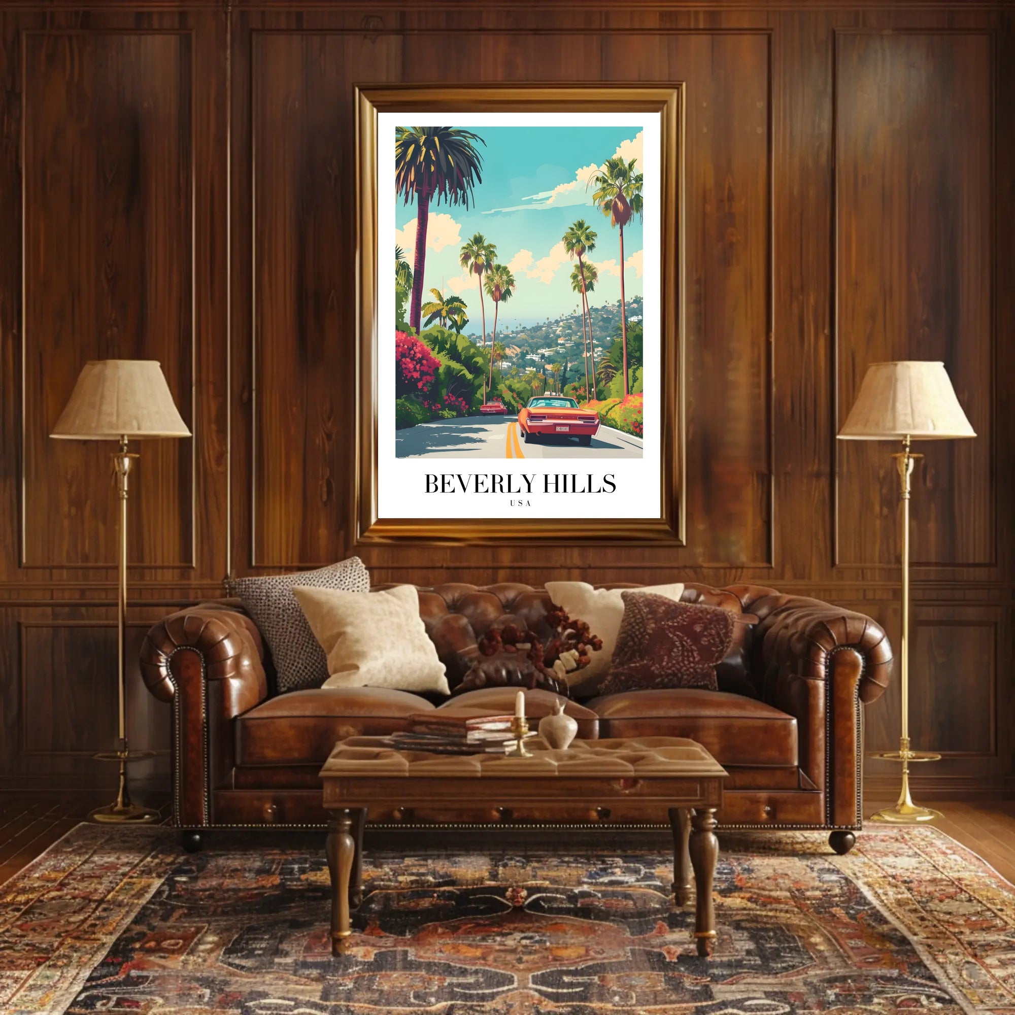 Beverly Hills Vintage Travel Road Nostalgia Travel Poster PosterGoat