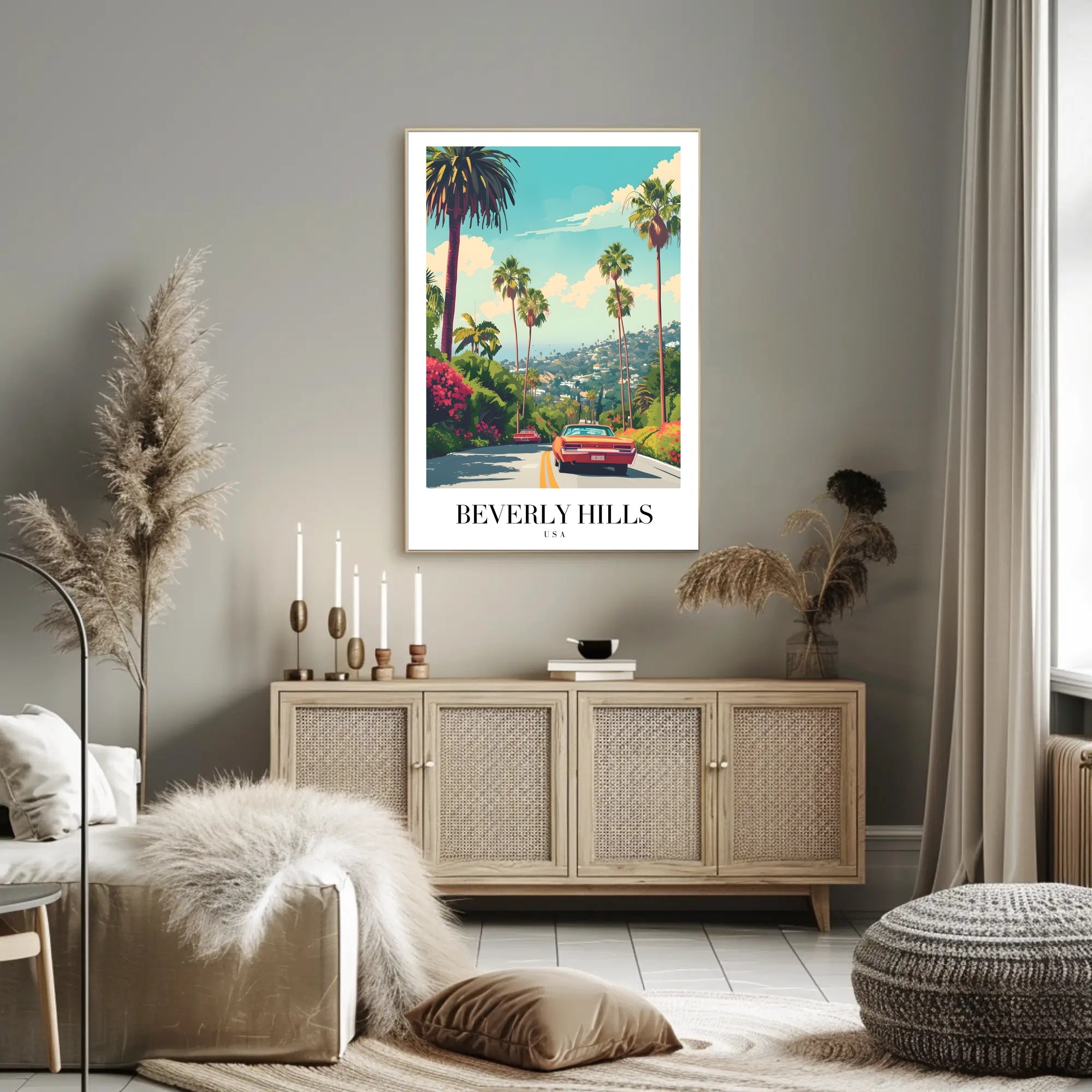 Beverly Hills Vintage Travel Road Nostalgia Travel Poster PosterGoat