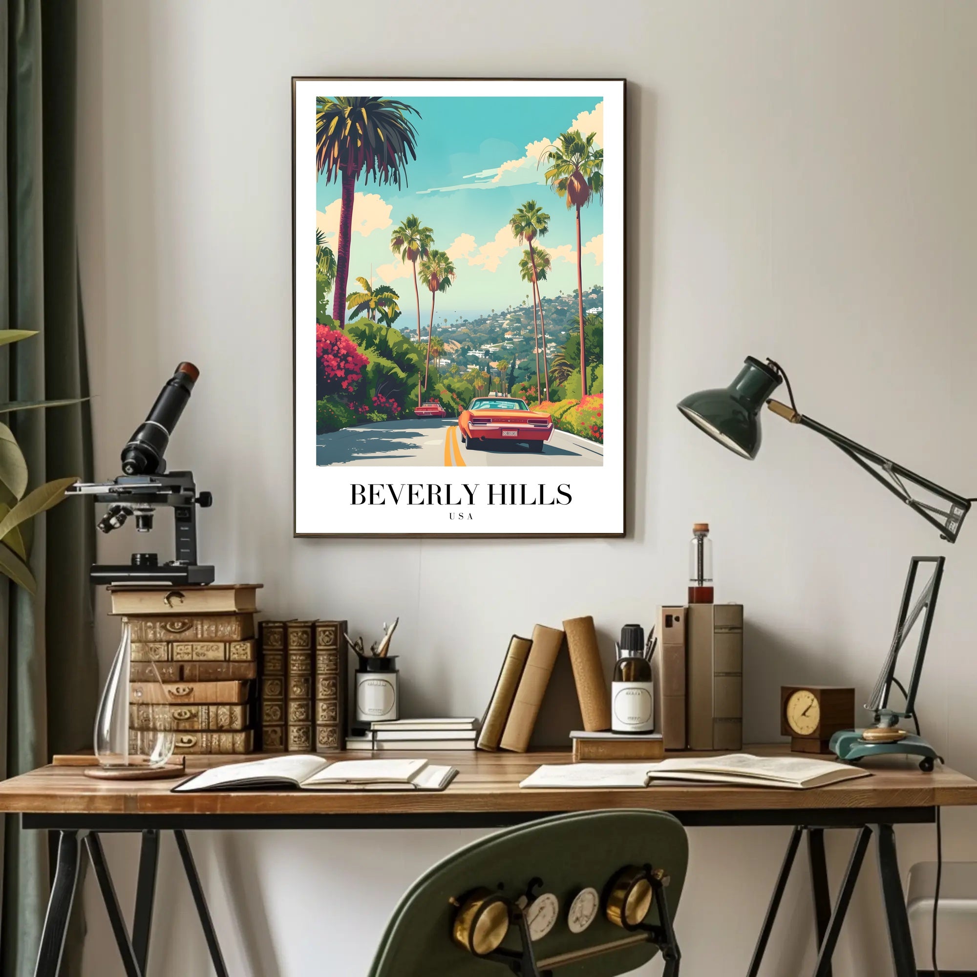 Beverly Hills Vintage Travel Road Nostalgia Travel Poster PosterGoat