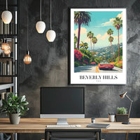 Beverly Hills Vintage Travel Road Nostalgia Travel Poster PosterGoat