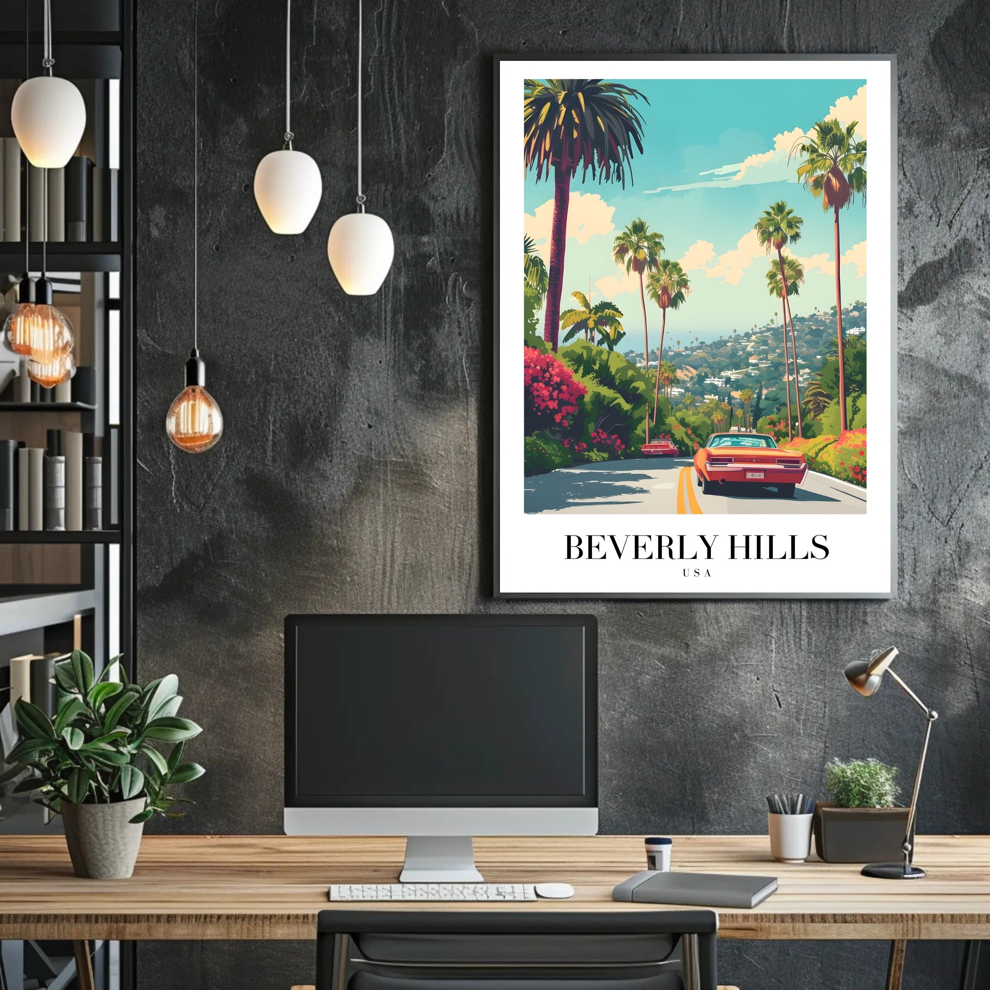 Beverly Hills Vintage Travel Road Nostalgia Travel Poster PosterGoat