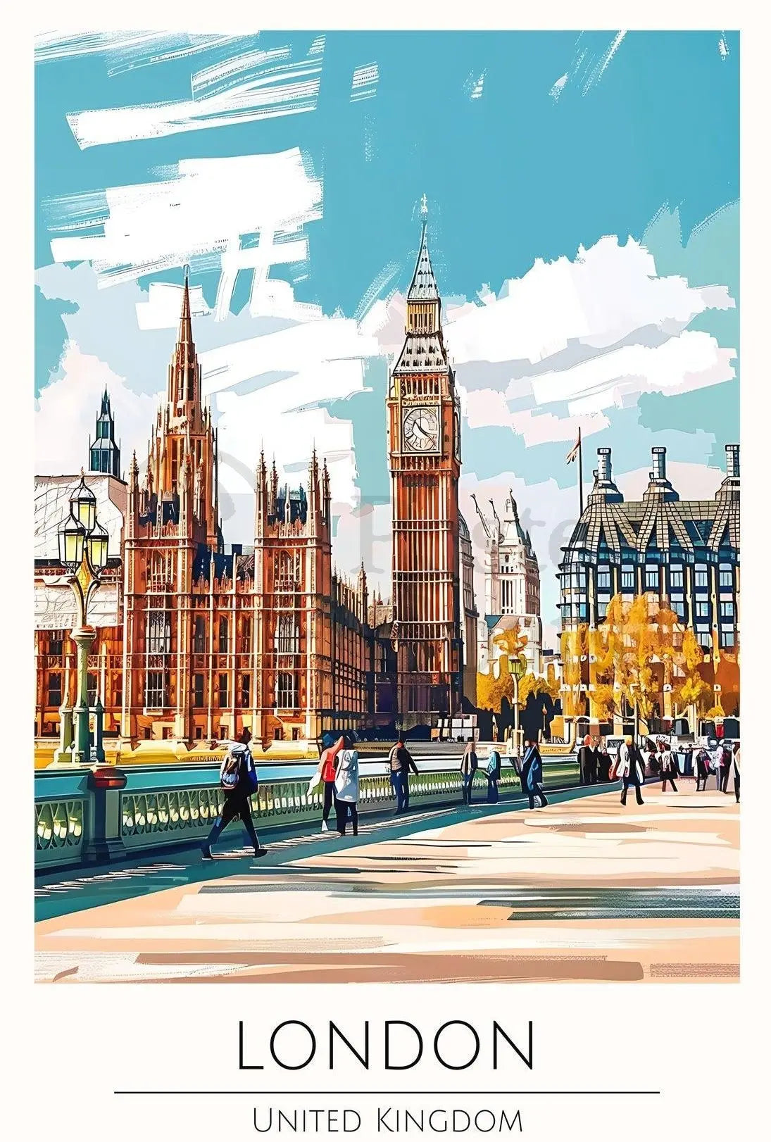 Big Ben and Westminster London Landmarks Travel Poster PosterGoat
