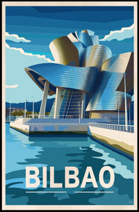 Bilbao Architectural Marvel in Vibrant Artistic Poster PosterGoat
