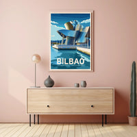 Bilbao Architectural Marvel in Vibrant Artistic Poster PosterGoat
