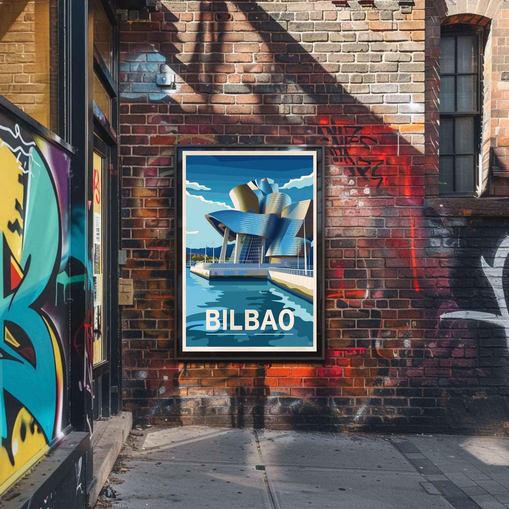 Bilbao Architectural Marvel in Vibrant Artistic Poster PosterGoat