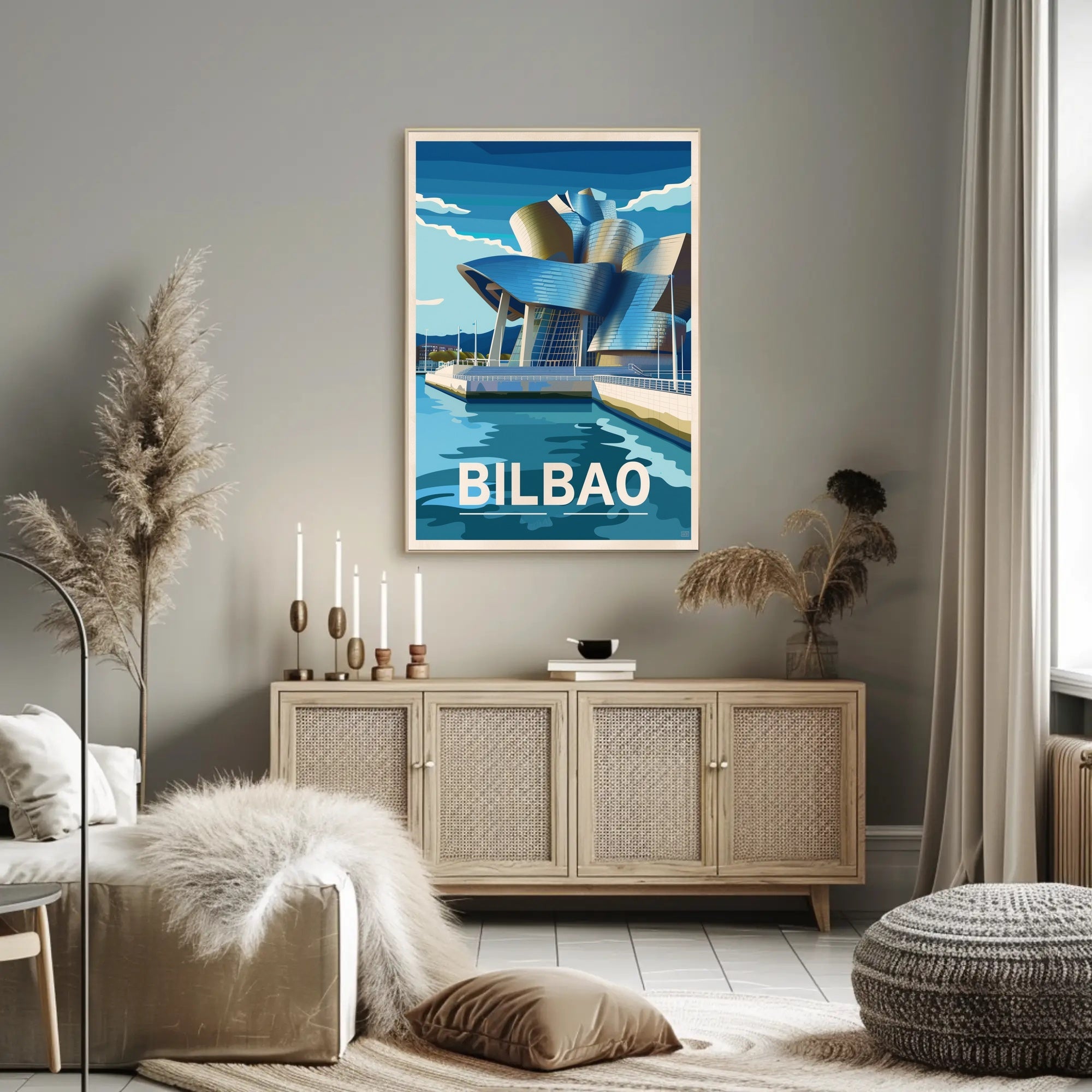 Bilbao Architectural Marvel in Vibrant Artistic Poster PosterGoat