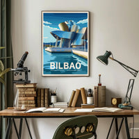 Bilbao Architectural Marvel in Vibrant Artistic Poster PosterGoat